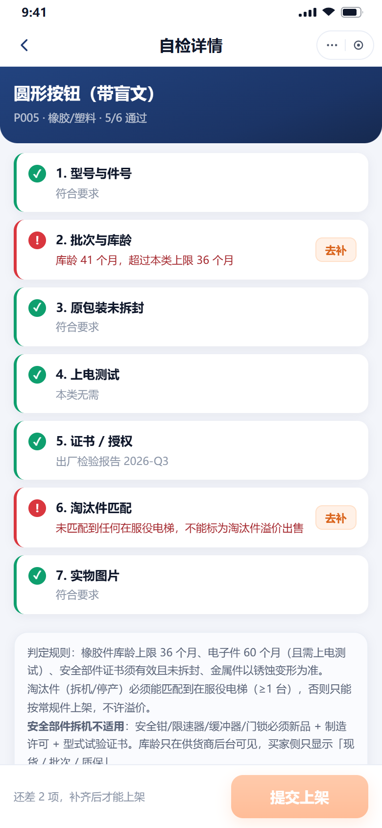 淘汰件无匹配